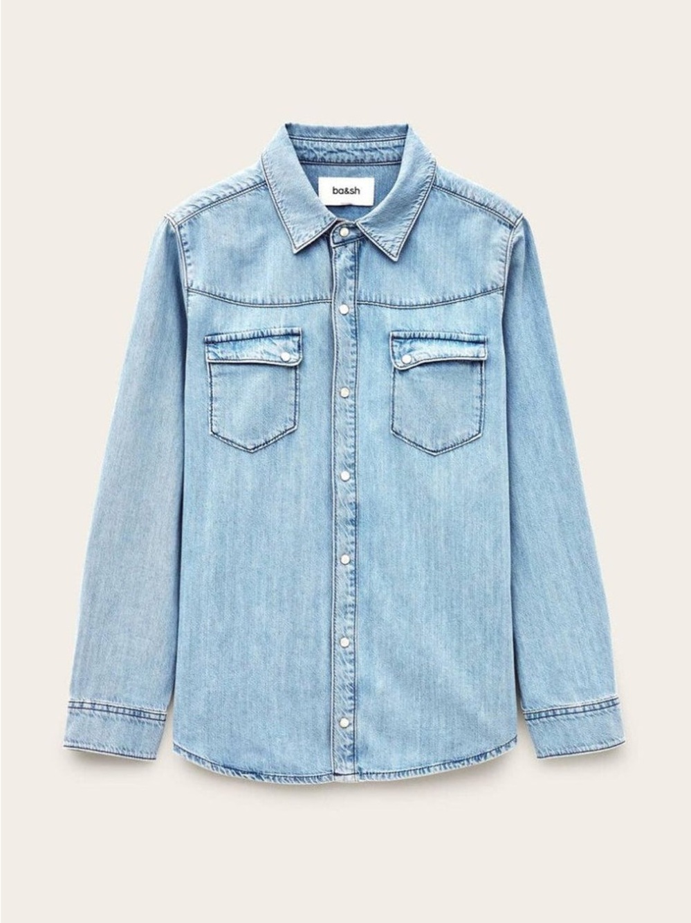 BA&SH Adali Long Denim Shirt in Light Blue